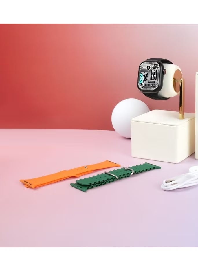 ST12 Smart Watch 2.2" Full Screen Display, 4G SIM Support, 3 Interchangeable Straps, Wireless Charger, Heart Rate & Fitness Tracker, Call & Message Alerts, Black - Image 2